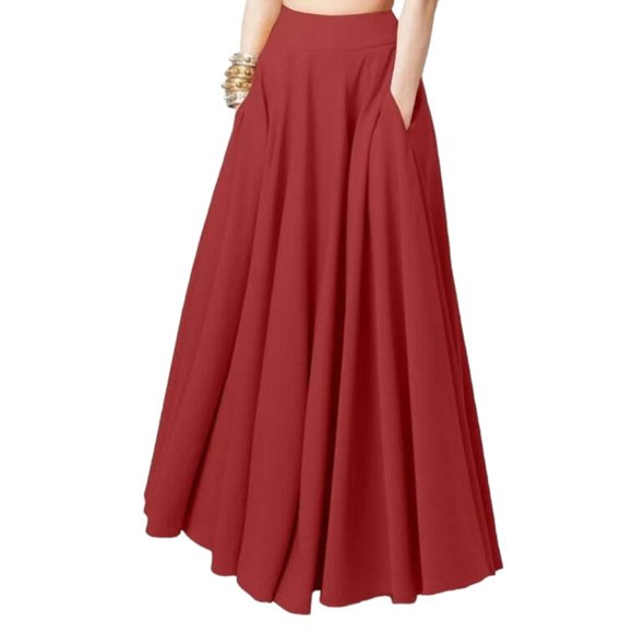 Y2K Pleated Long Loose Solid Casual Skirt - Picture 1 of 5